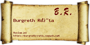 Burgreth Réta névjegykártya